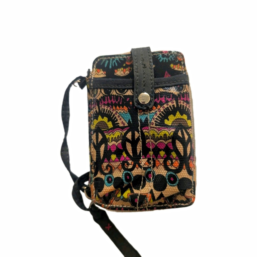 Sakroots Artist Circle Smartphone Crossbody Wallet Multicolor Black Wristlet
